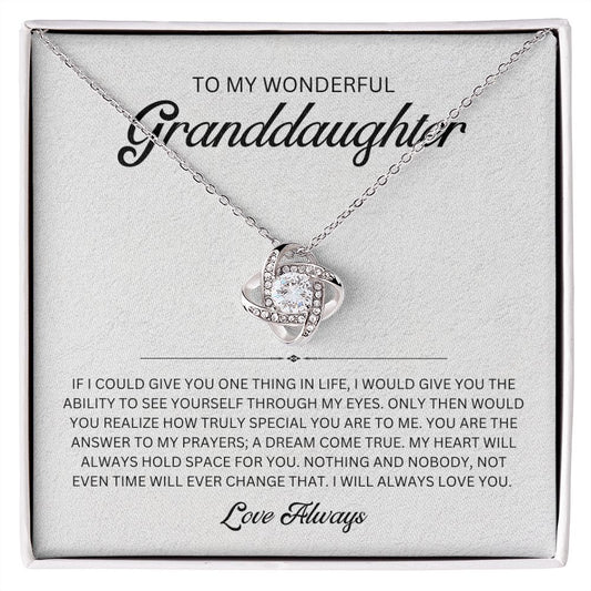To My Wonderful Granddaughter | Love Knot Necklace